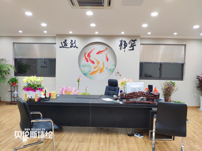 办公室九鱼荷花背景图